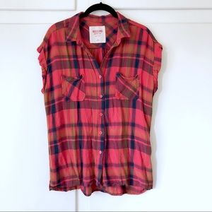 Red and Blue Plaid Shirt with Mustard color